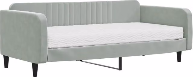 Divano letto | Sof¨¤ letto | Letto singolo con Materasso Grigio Chiaro 100x200 cm in Velluto