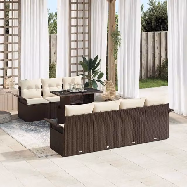 Set Divano da Giardino 8 pz Marrone 3356961