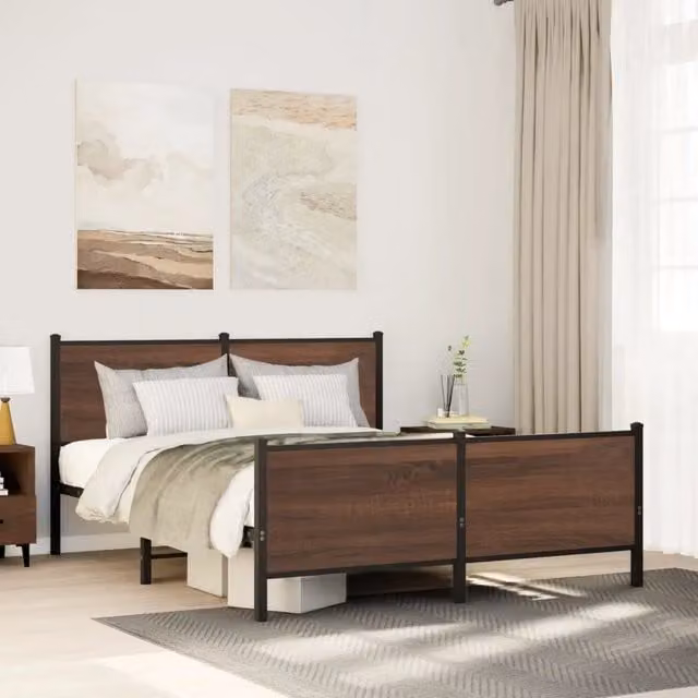 Struttura Letto in Metallo Design Mania Colore Rovere Marrone L 140 cm x P 200 cm