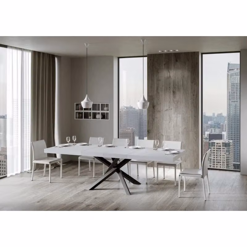 Tavolo allungabile Volantis Premium ITAMOBY con telaio antracite e piano bianco frassino L/P: 200-304 x 90 cm – 2