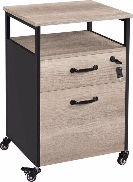 Scatola con 2 carichi, cassetto apribile, chiusura a chiave, robusto, industriale, 45 x 40 x 67 cm, grigio