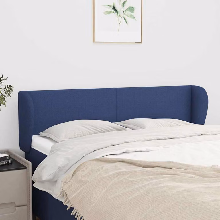 Testiera ad orecchio vidaXL in tessuto blu con struttura in legno L: 147 cm, P: 23 cm, H: 78-88 cm