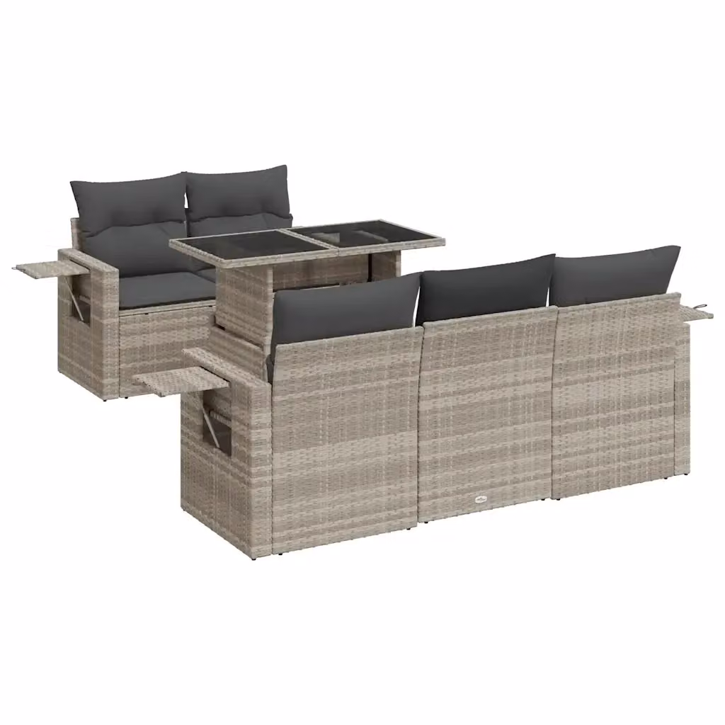 Set Divano da Giardino a L con Polyrattan e Cuscini Grigio vidaXL 6pz – 2