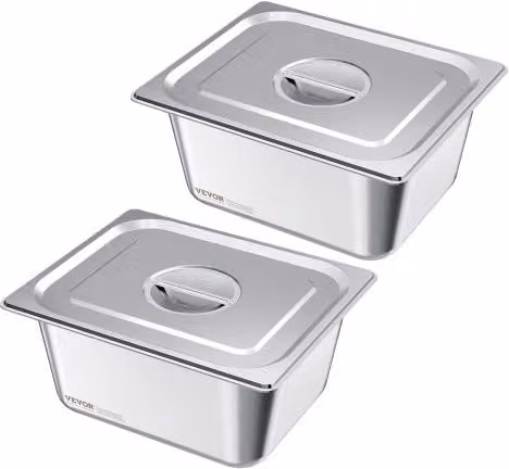 Set di 2 Pentole per Vapore VEVOR in Acciaio Inox Argento, Capacità 32,5 l, Profondità: 14,9 cm