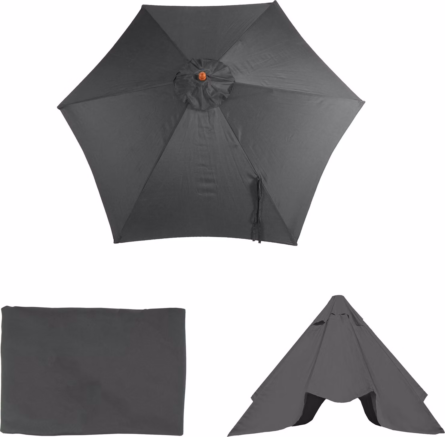 Copertura di ricambio per ombrellone Florida, copertura di ricambio per ombrellone, Ø 3m poliestere 6 montanti ~ antracite