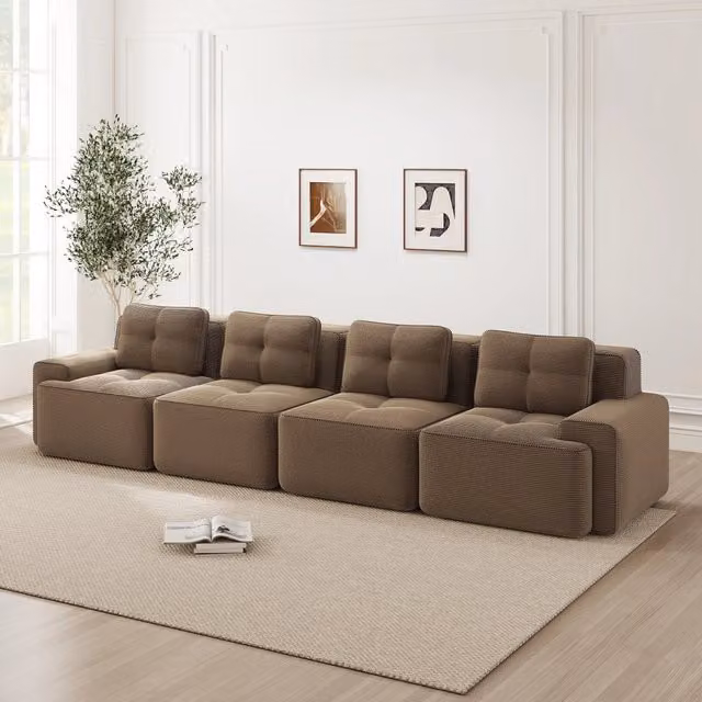 Sofa modulare senza ossa - Zephmum- 4 posti, design antiscivolo, tessuto velluto