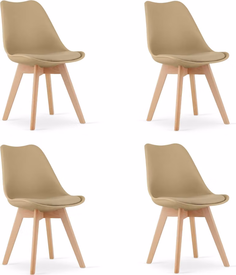 Sedia MARK - beige scuro / gambe naturali x 4
