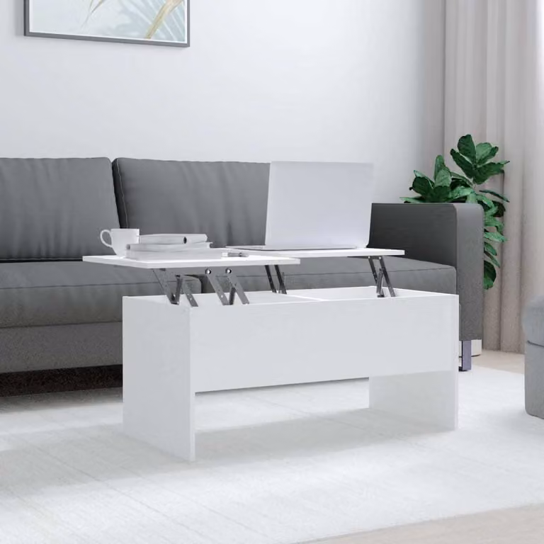Tavolino The Living Store bianco 102x50,5x46,5 cm in materiale ligneo