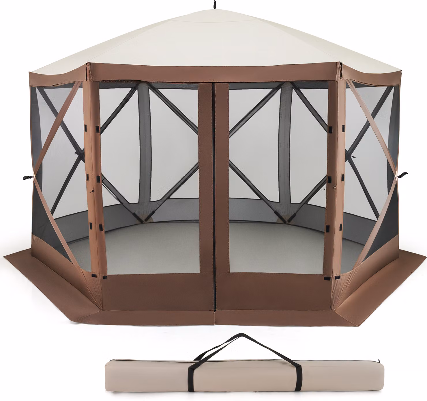 Gazebo pop-up COSTWAY, gazebo per feste 350 x 350 cm con borsa per il trasporto e pareti in rete, gazebo pieghevole, gazebo da giardino per il campeggio in giardino