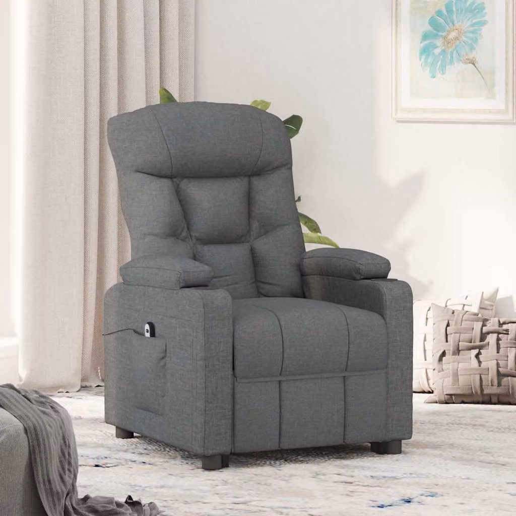 vidaXL Poltrona Elettrica Reclinabile in Tessuto Grigio con Braccioli
