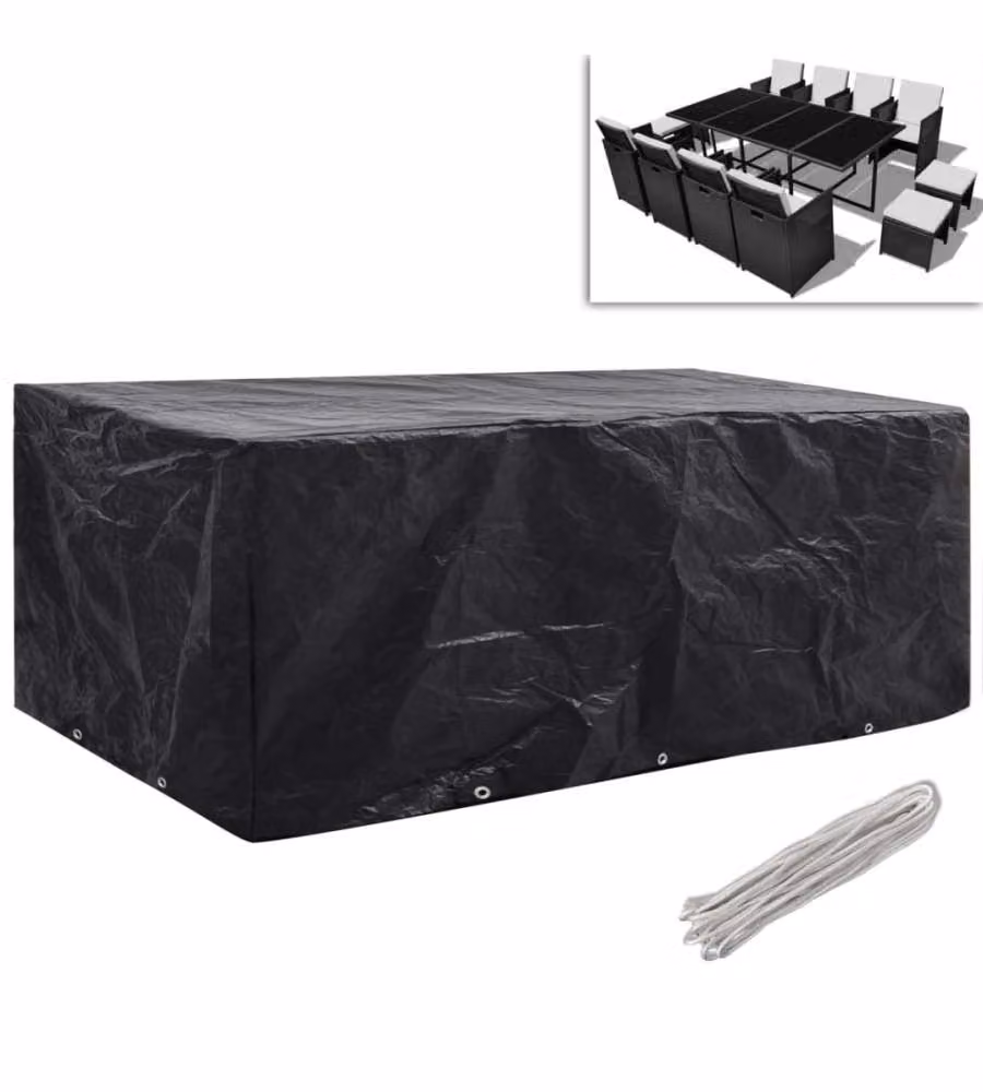 Coperture Arredi Giardino 2pz Polyrattan 10 Occhielli 229x113cm