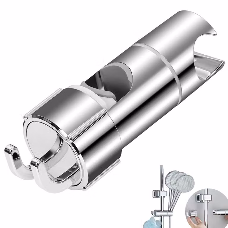 Supporto per soffione della doccia – supporto regolabile per il soffione con 2 ganci – supporto per doccetta – universale per bagno e doccia – per guide scorrevoli