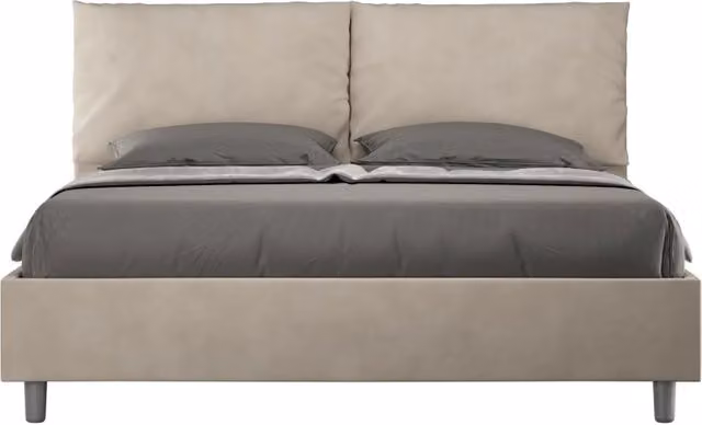 Letto imbottito Matrimoniale 160x190 cm Antea - Senza rete,Microfibra,Sabbia
