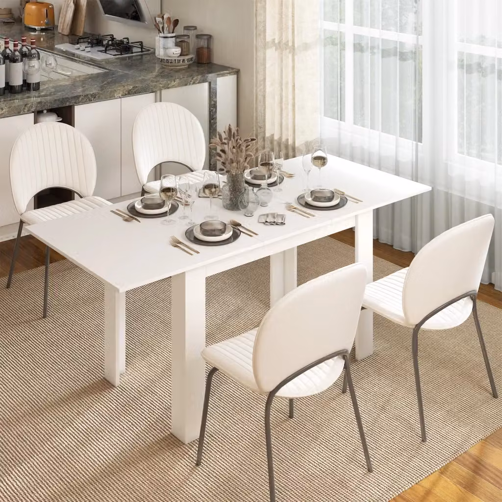 Tavolo da pranzo rettangolare allungabile Giordanoshop in MDF bianco lucido L/P/H: 140-180 x 80 x 75 cm – 2