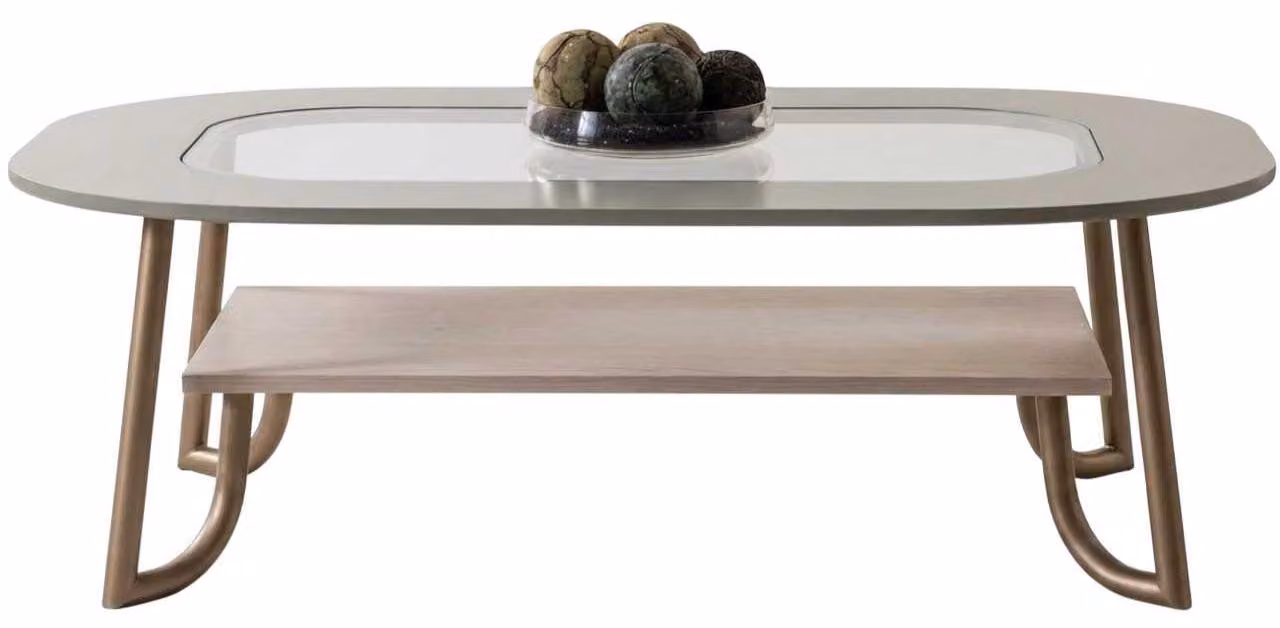 Tavolino da salotto, stile moderno, colore grigio, vetro, ovale, nuovo, metallo, soggiorno