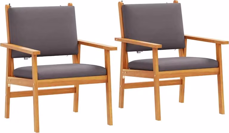 Sedia da Giardino 2 pcs Antracite Legno di Acacia Massello