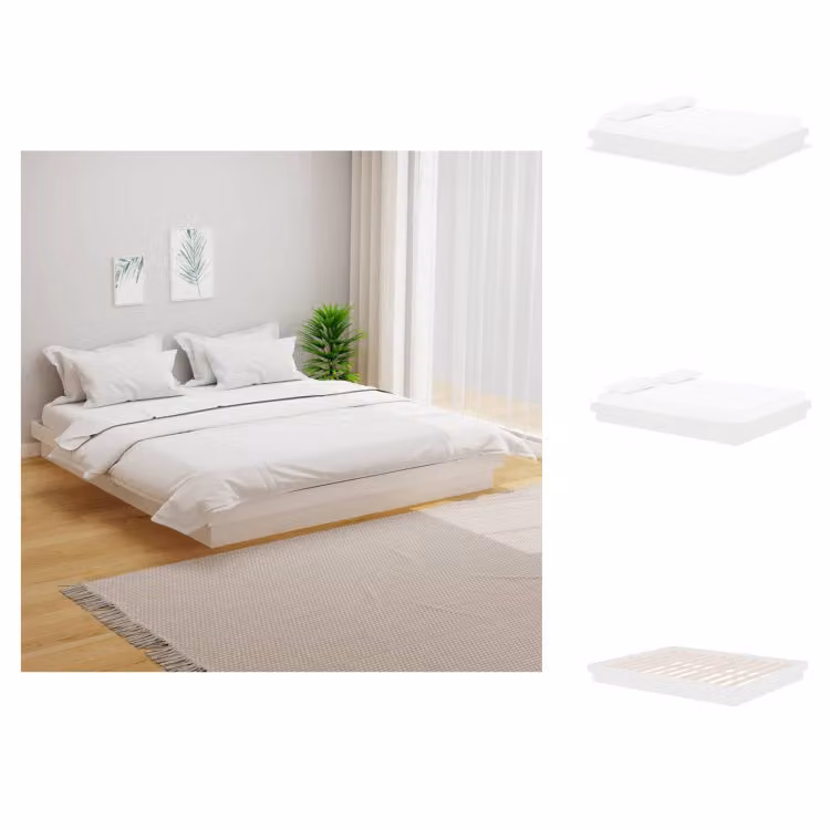 vidaXL Letto in legno massiccio bianco 160x200 cm - Letti e strutture letto