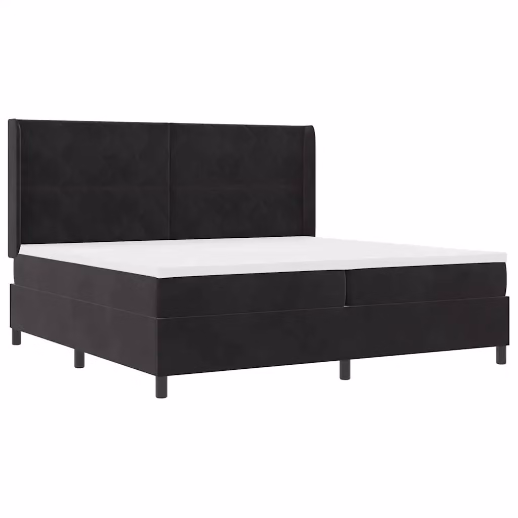 Letto a molle moderno vidaXL in velluto nero con illuminazione LED sottostante, L/P/H: 200 x 200 x 28 cm – 2