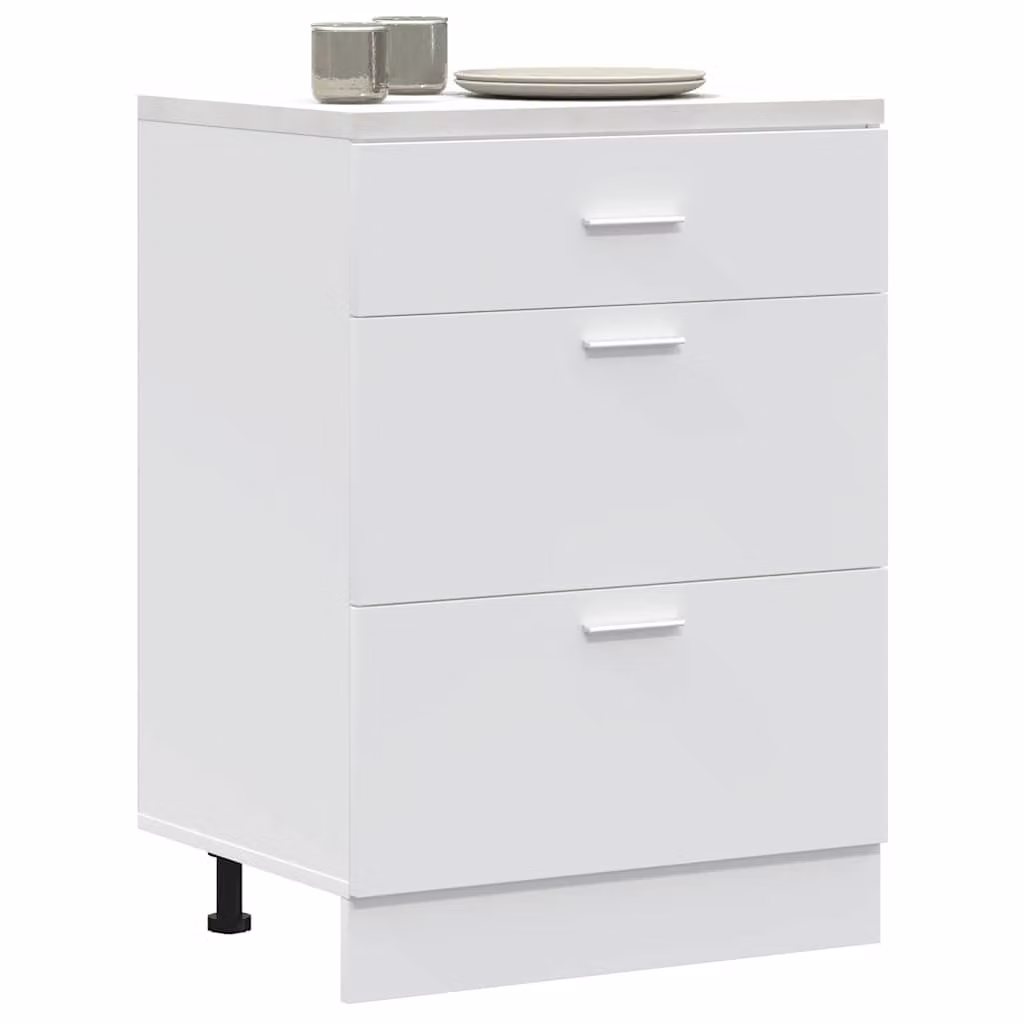 Base da cucina moderna vidaXL Lyon bianca in legno e MDF con cassetti e ante, L: 60,0 cm, P: 46,0 cm, H: 81,5 cm