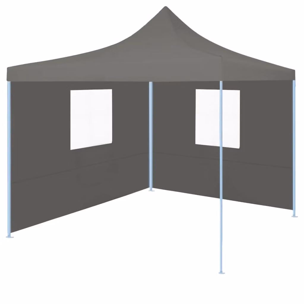 The Living Store Tenda professionale pieghevole per feste con 2 pareti laterali 2×2 m in acciaio antracite