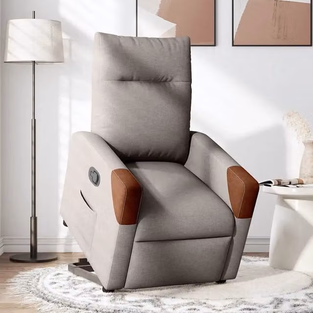 Poltrona Alzapersona Reclinabile vidaXL con Assistenza Elettrica in Tessuto Grigio e Marrone per Anziani
