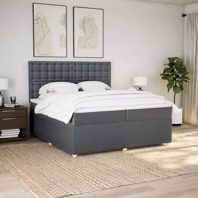 Letto Ibrido con Giroletto a Molle e Materasso con Tasche Individuali vidaXL, Grigio e Bianco, 200 x 200 cm