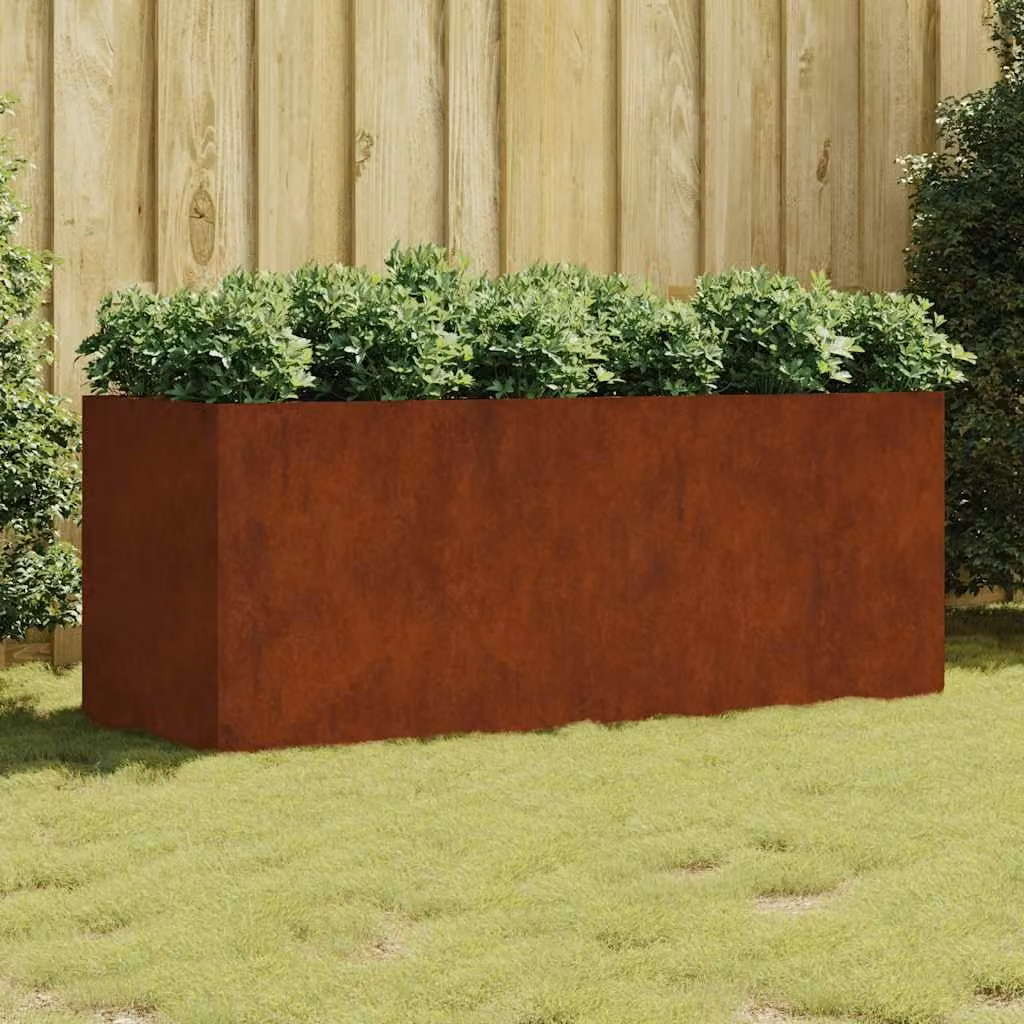 Fioriera Rialzata da Giardino vidaXL in Acciaio Corten Marrone L/P/H: 200 x 80 x 80 cm – 1