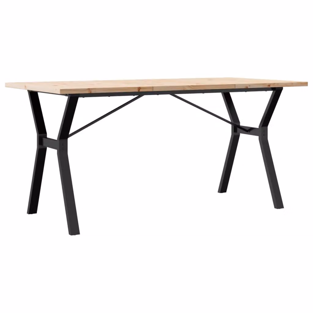 Tavolo da Pranzo Telaio a Y 140x80x75,5 cm Legno Pino e Acciaio