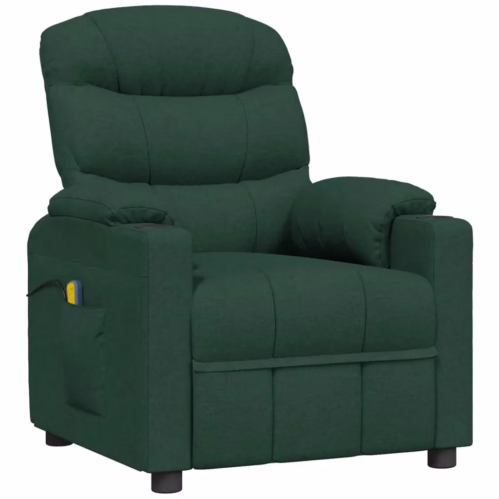 Poltrona Relax Recliner vidaXL in Tessuto Verde con Braccioli e Struttura in Legno e Metallo – 2