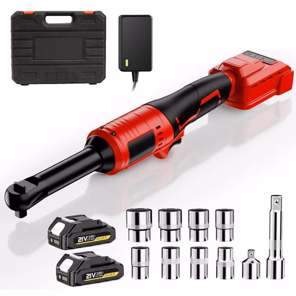 Chiave a cricchetto a batteria - Avvitatore angolare - 18 V - 100 Nm - Motore brushless - 9,5 mm (3/8 di pollice) - 0–350 giri/min - 2 batterie