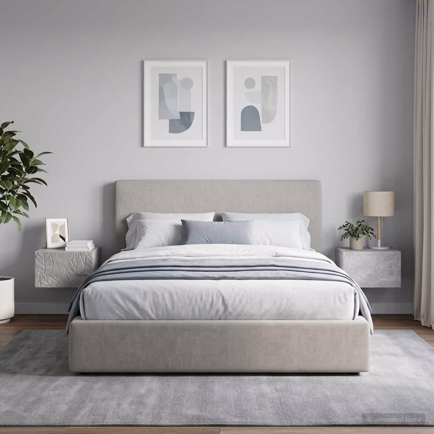 Set di 2 tavolini da parete laterali vidaXL in stile moderno, colore grigio, finitura opaca