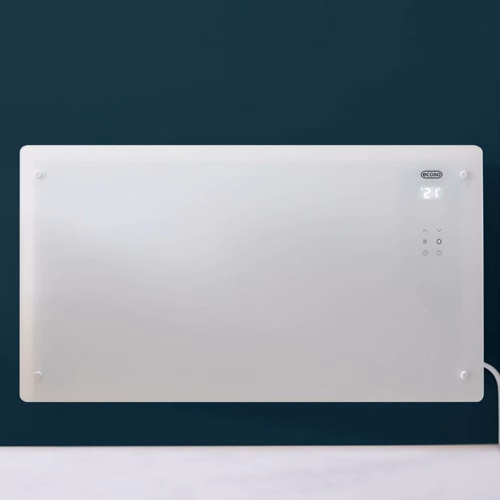 Pannello Riscaldante Smart in Vetro Bianco 2500W - Con presa - Riscaldamento rapido