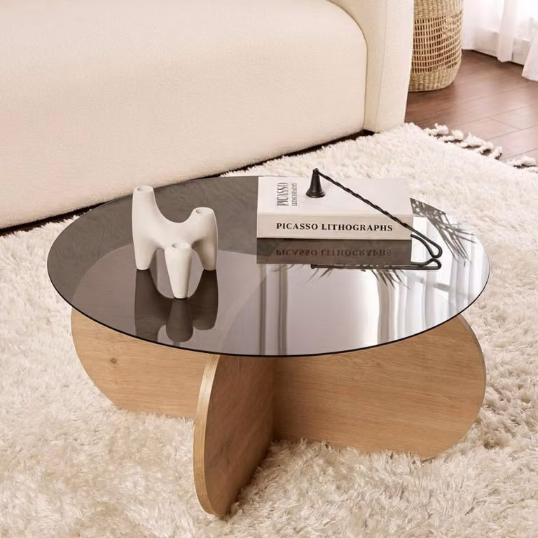 Cugnoli - Tavolino da Salotto, 75x75x35h cm Marrone Rovere, Forma Rotondo