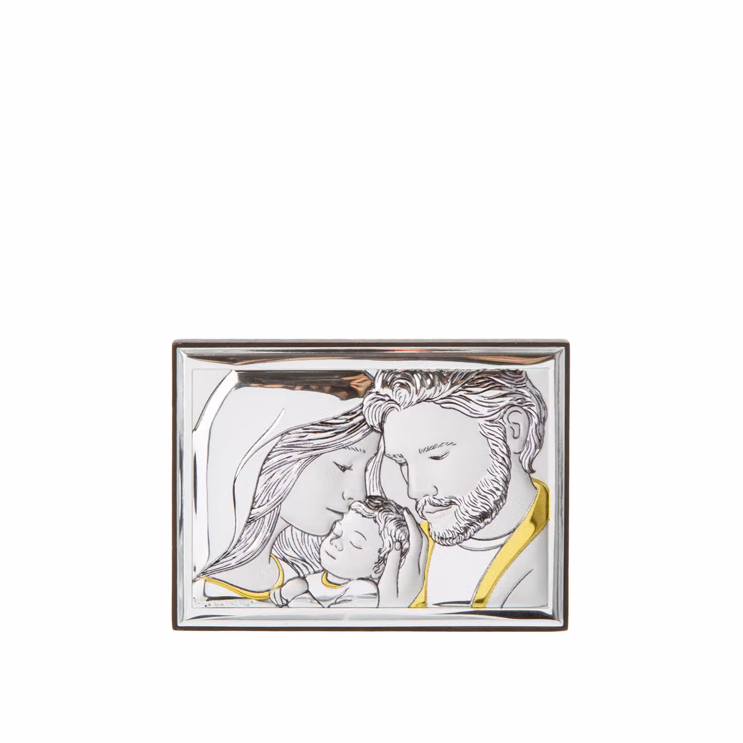 Icona Sacra Famiglia Beltrami in metallo oro e argento, L: 10 cm, H: 7 cm – 2
