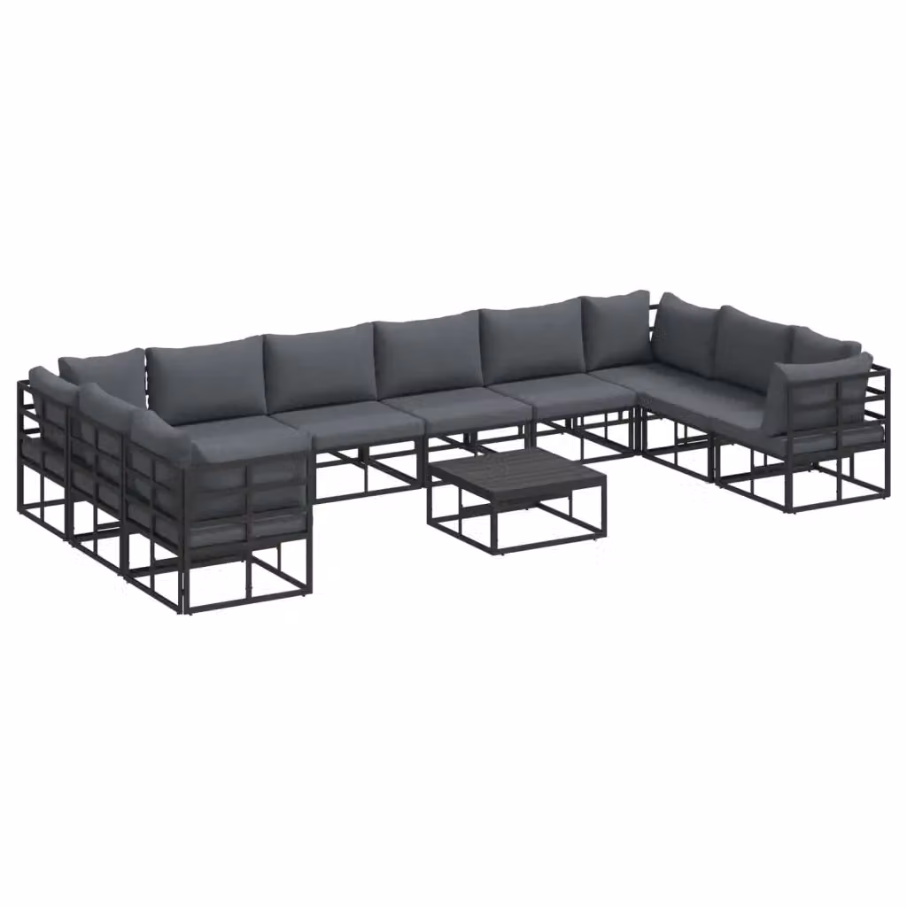 Set Divano da Giardino a L vidaXL in Alluminio Verniciato Nero con Cuscini Inclusi – 2