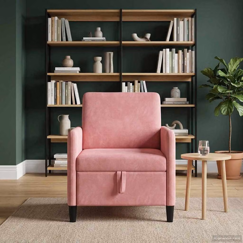 Divano con contenitore vidaXL in poliestere rosa L: 72 cm, P: 78 cm, H: 87 cm