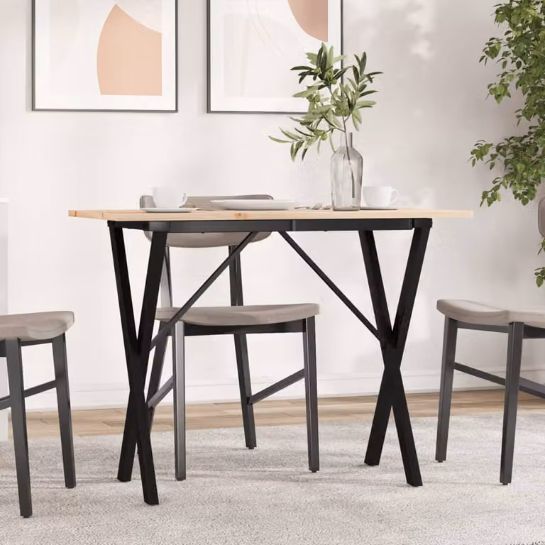 vidaXL Tavolo da Pranzo Rettangolare in Legno di Pino e Acciaio con Telaio a X, Marrone, L: 100 cm, P: 50 cm, H: 75 cm