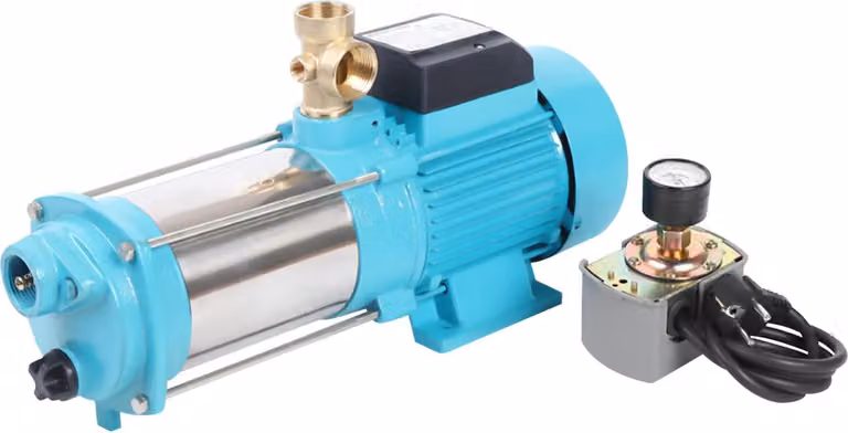 Pompa dell'acqua autoadescante in acciaio inossidabile - Pompa centrifuga MC-6SA - 1300 W - Portata 4000 l/h - Prevalenza 98 m - 220 V - Spina UE