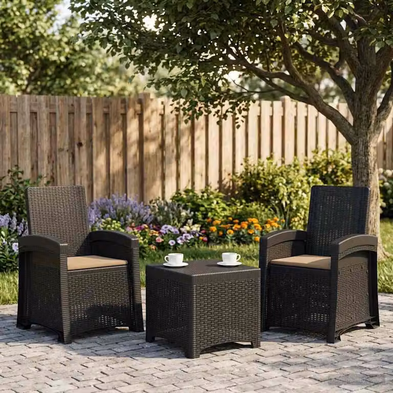 Set di 2 sedie da giardino reclinabili vidaXL in effetto rattan con cuscini, resistenti alle intemperie e ai raggi UV