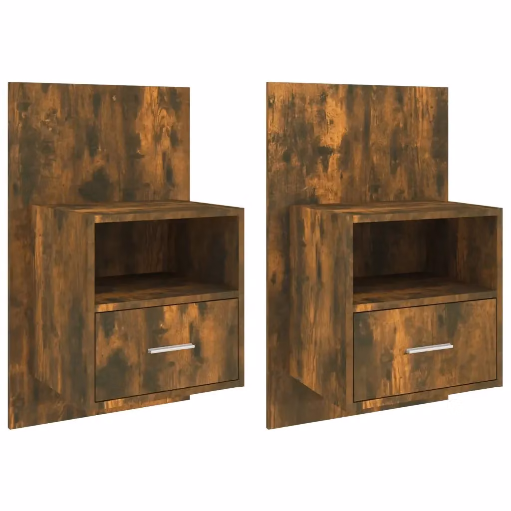 Set di 2 comodini sospesi vidaXL in rovere color marrone opaco – 2