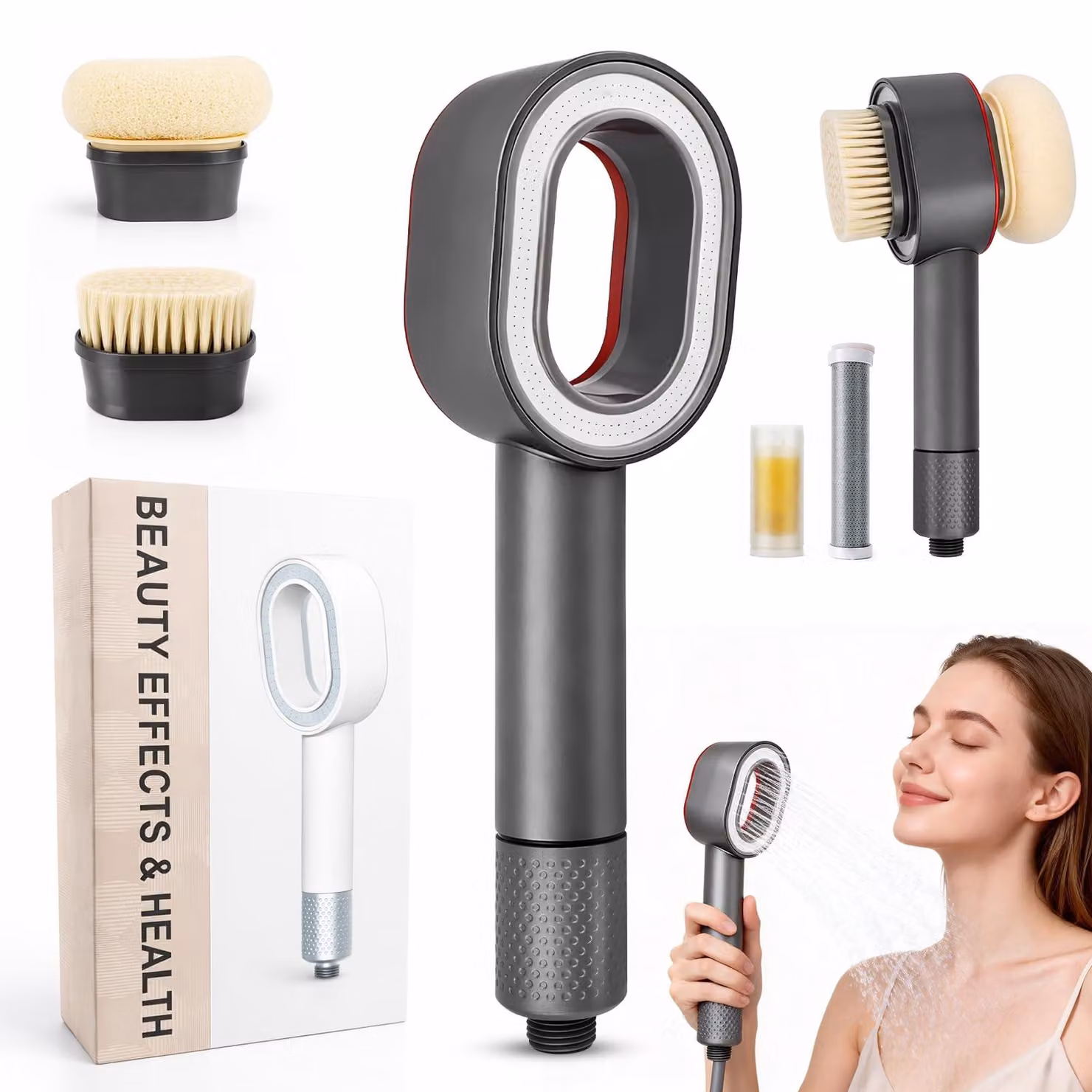 Doccia multifunzione 3-in-1 con filtro dell'acqua e spazzole per la pulizia