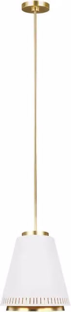 Lampada a sospensione Feiss Carter in metallo oro e bianco con diametro di 31,8 cm e attacco E27