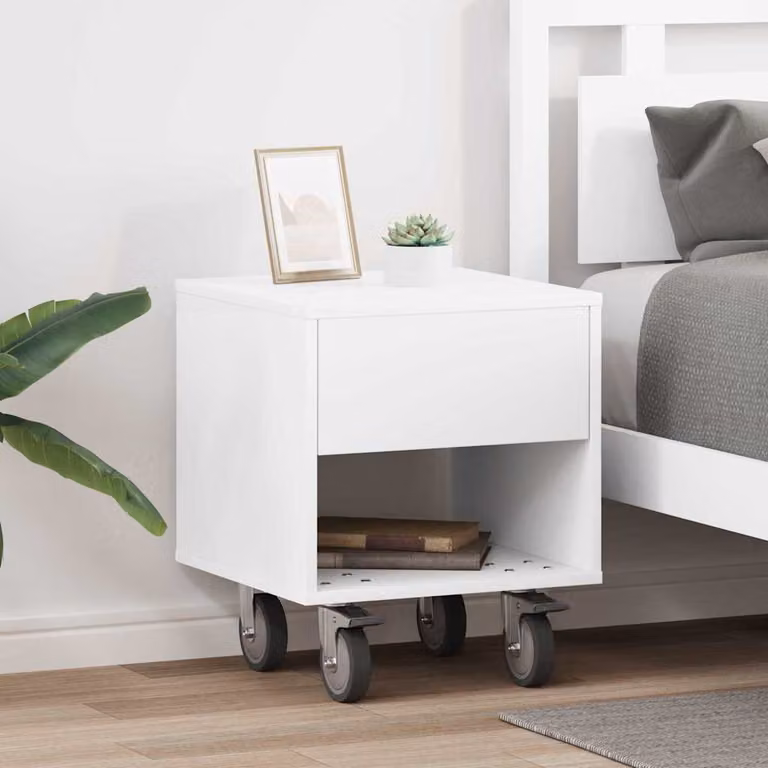 Set di 2 comodini moderni vidaXL in legno MDF bianco L/P/H: 40,5 x 40 x 48 cm