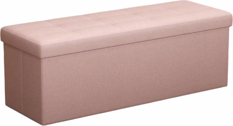Panca contenitore con funzione seduta – Spazio di stoccaggio – Imbottitura in schiuma elastica – 38 x 110 x 38 cm – rosa