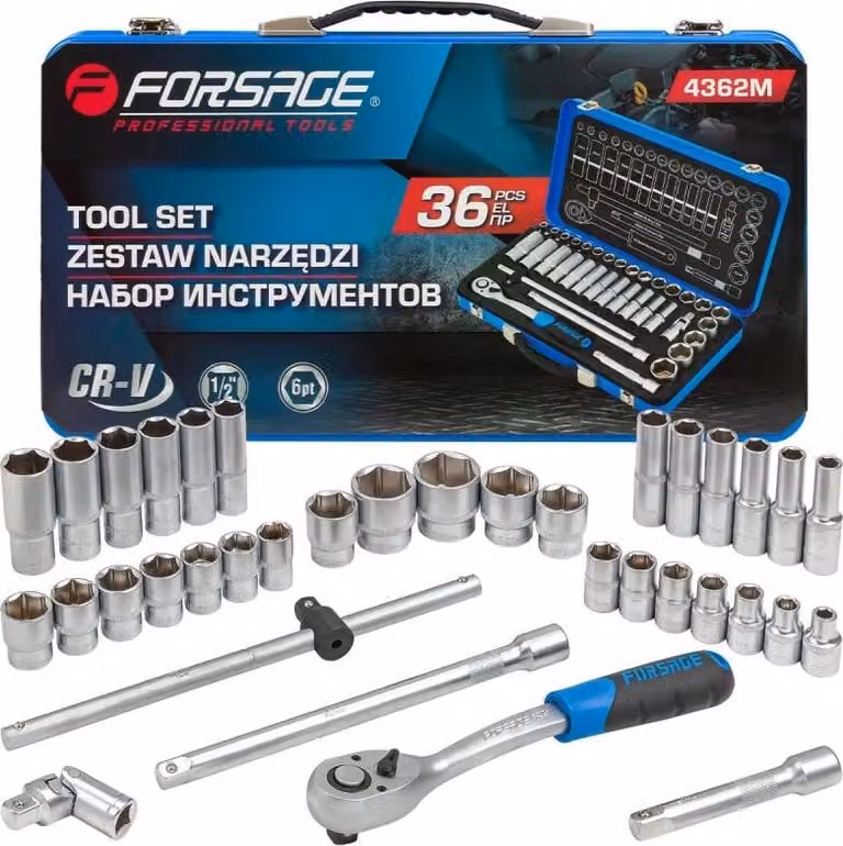 Set di utensili 1/2" 36 pezzi 8-32 mm esagonali