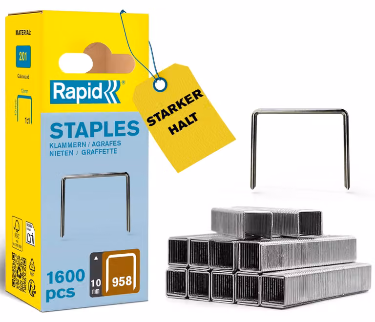 Graffette zincate RAPID - Filo sottile - N. 958/10 mm