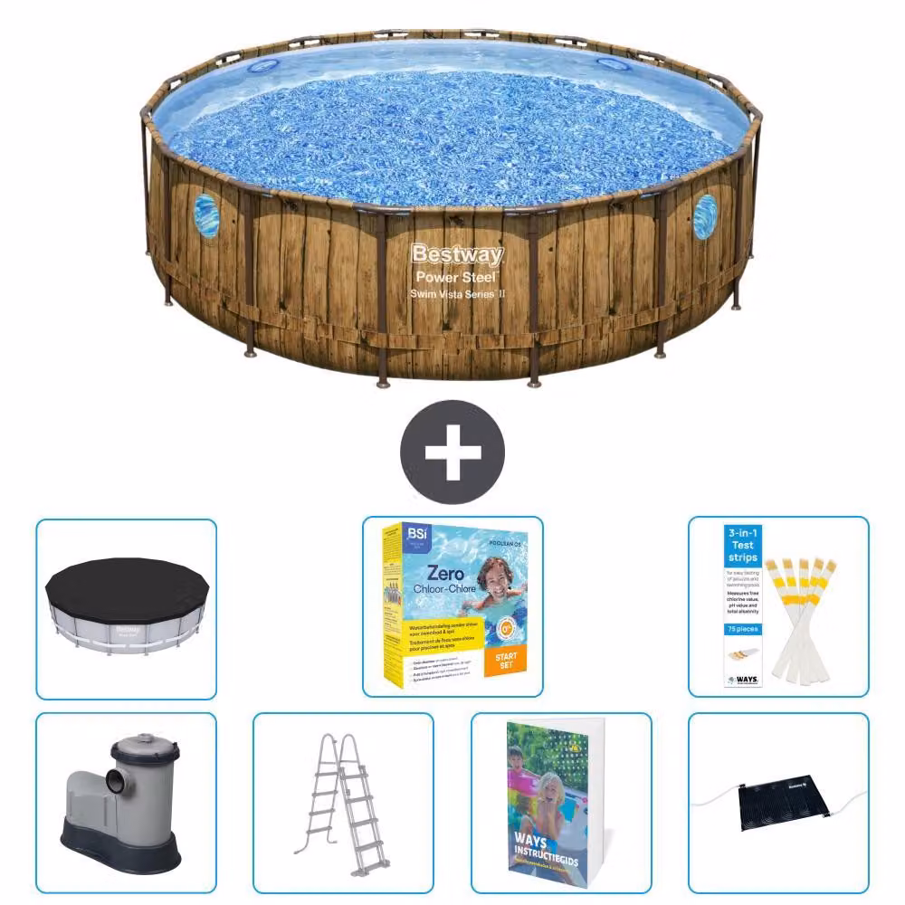 Bestway Power Steel, piscina rotonda - 488x122 cm - composta da 6 parti, modello S582