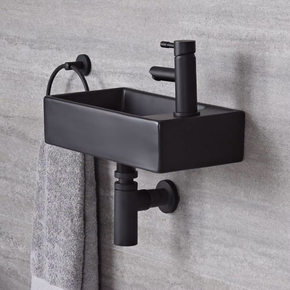 Lavabo Bagno Sospeso Rettangolare Nero 400 x 220mm -Nox