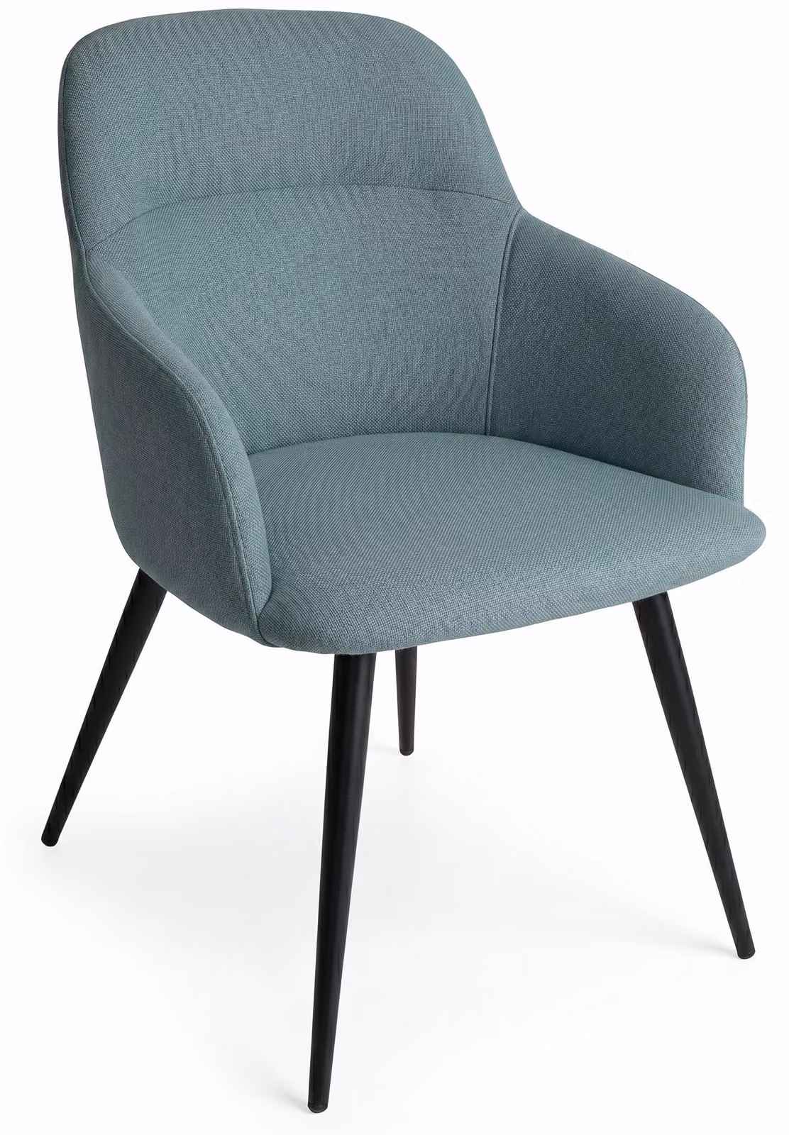 Sedia da pranzo in metallo e tessuto, design moderno, confortevole, color turchese, stile attuale