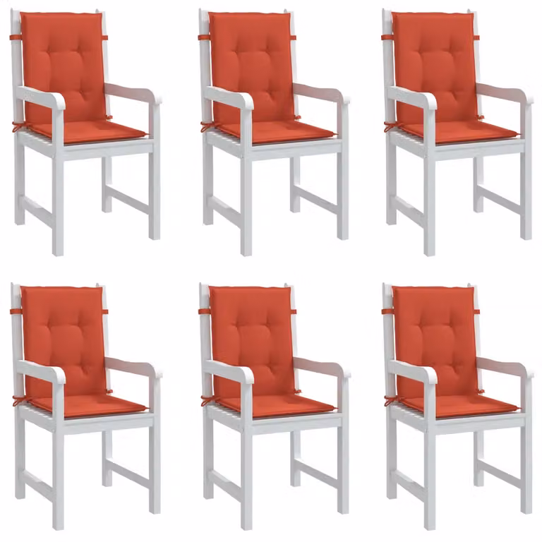 Set di 6 cuscini per sedia vidaXL in tessuto rosso mélange, con schienale basso e imbottitura in schiuma, L: 100 cm, P: 50 cm, H: 4 cm
